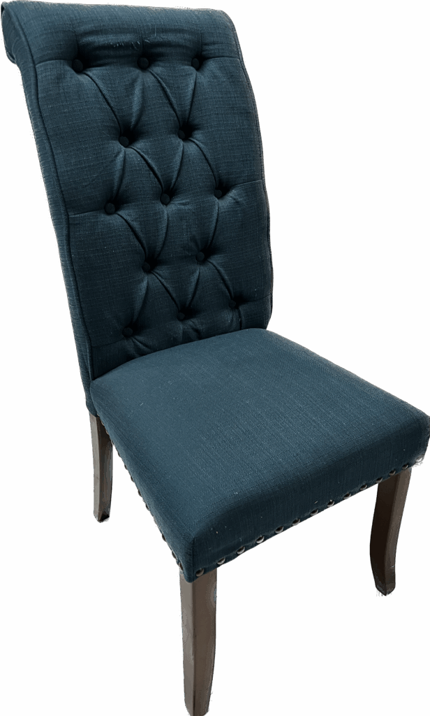 Roll Back Teal Tufted Chair