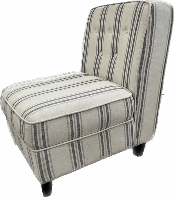 Blue and White Striped Slipper Chair