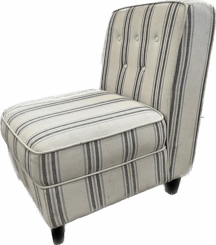 Blue and White Striped Slipper Chair