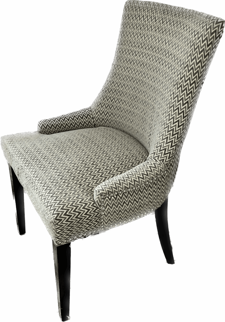 Chevron Dining Chair with Silver Nailheads