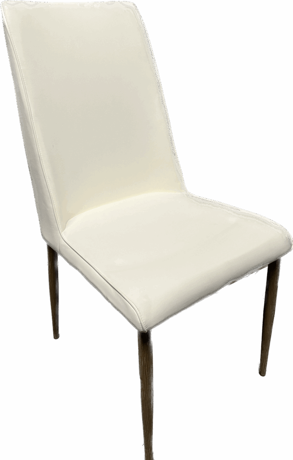 Faux Leather White Chair with Thin Wood Legs