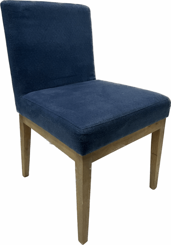 Blue Upholstered Straight Back Chair