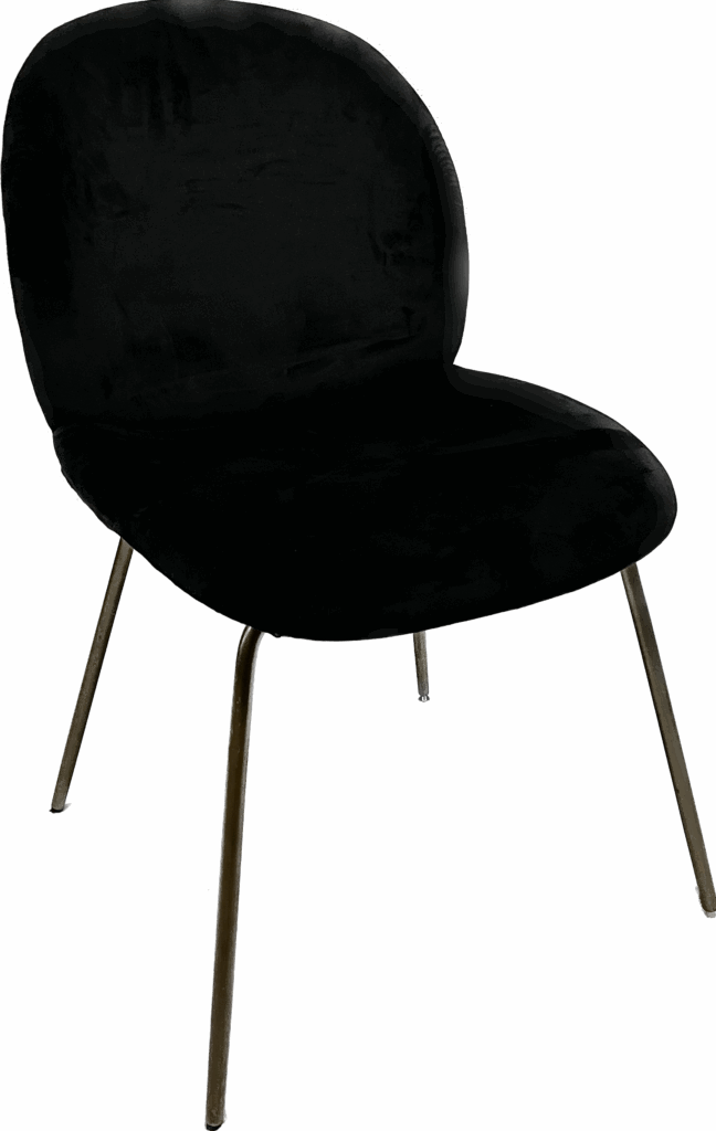 Black Velvet Round Back Chair with Gold Legs