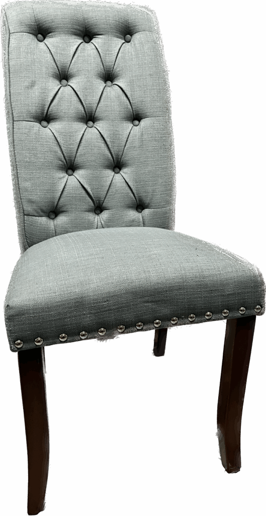Blue Grey Tufted Nailhead Chair