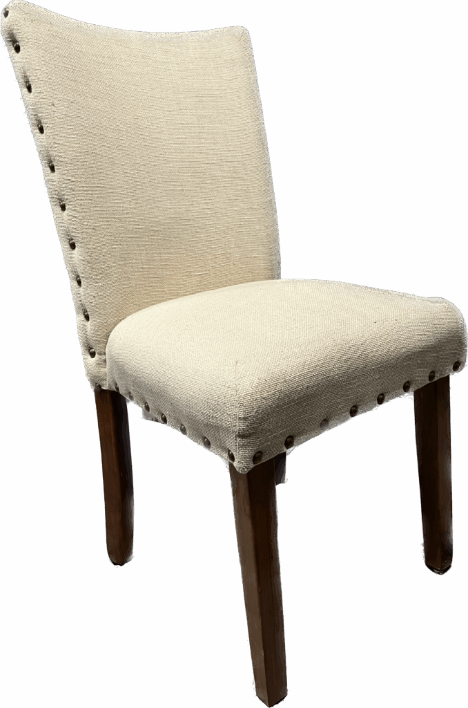 Cream Upholstered Chair with Chunky Nailheads
