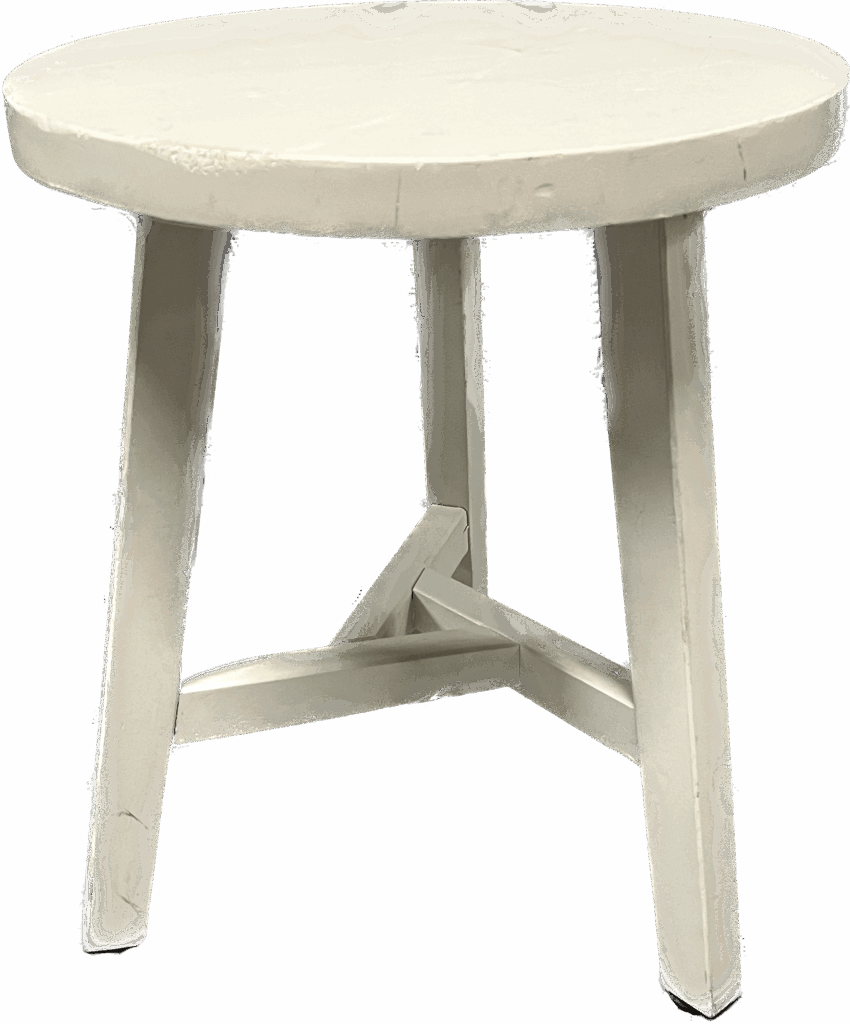 White Wood Round Side Table