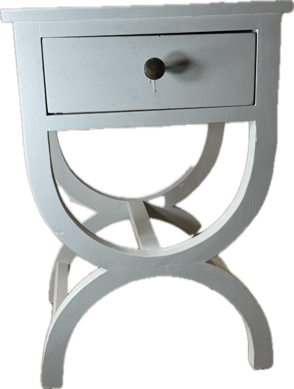 White 1 Drawer Bedside Table with Curved Legs