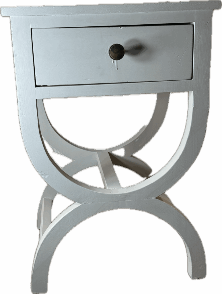 White 1 Drawer Bedside Table with Curved Legs