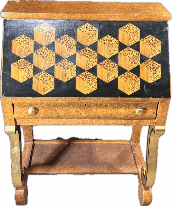 Checkerboard Inlay Wood Secretary Desk
