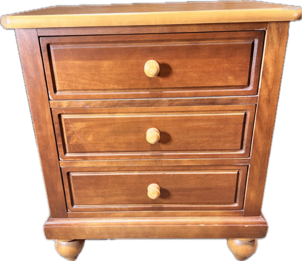 Light and Dark Wood Bedside Table with 3 Drawers