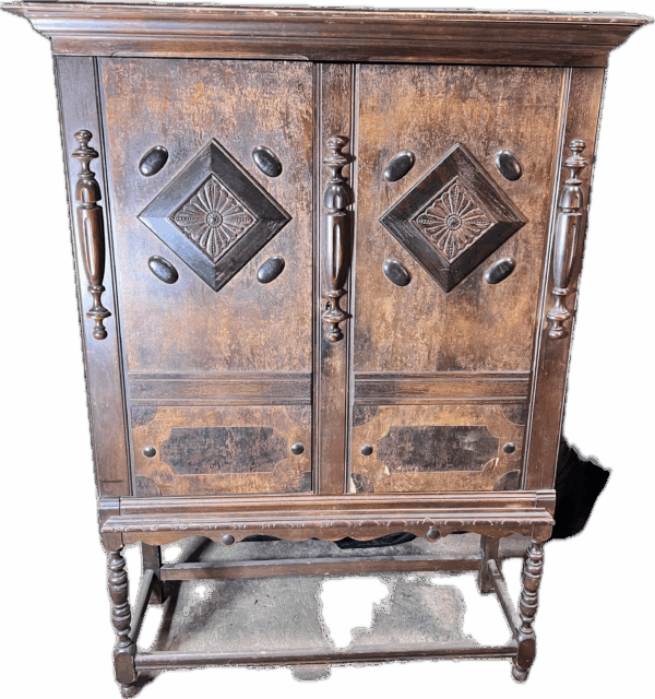 Tall Locking Cabinet with Wood Inlay