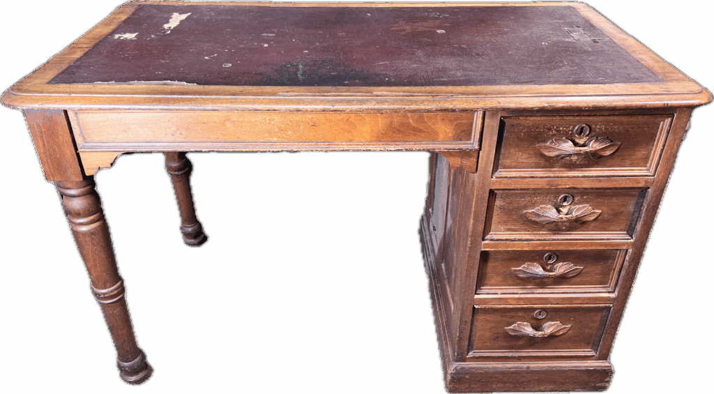 Dark Wood 4 Drawer Desk