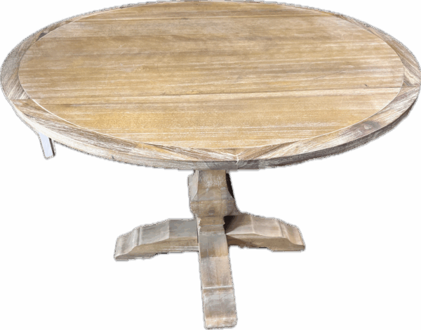 Washed Wood Round Drop Leaf Pedestal Table