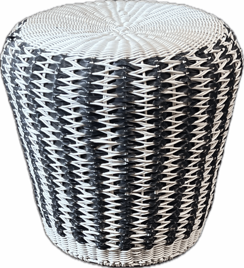 Woven Black and White Stool
