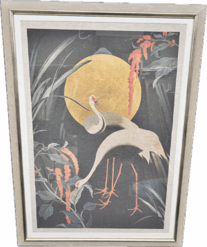 2 Crane Print Silver Frame