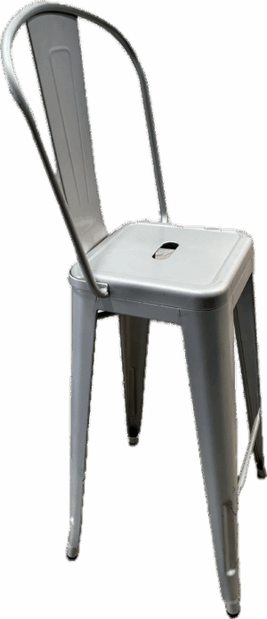 Grey Metal High Back Bar Stool