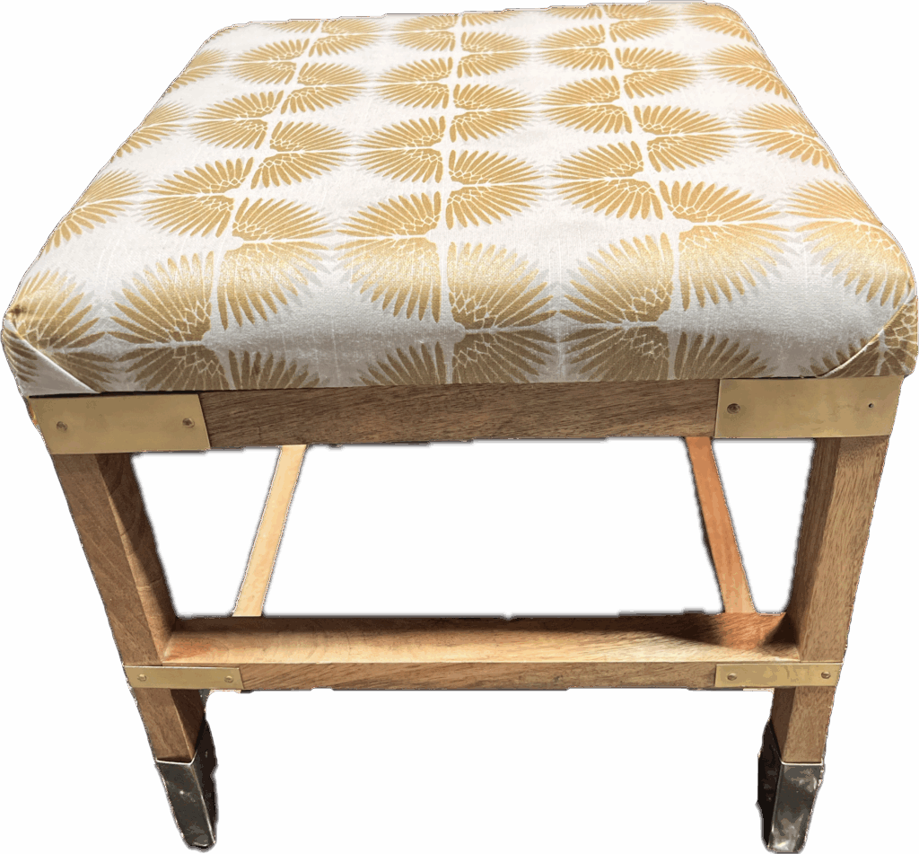 Gold and White Square Ottoman