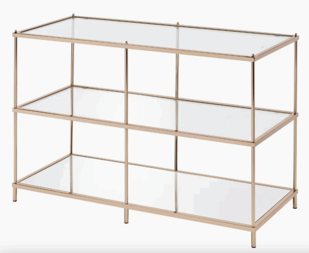 Gold Glass 3 Shelf Console Table
