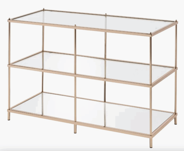 Gold Glass 3 Shelf Console Table