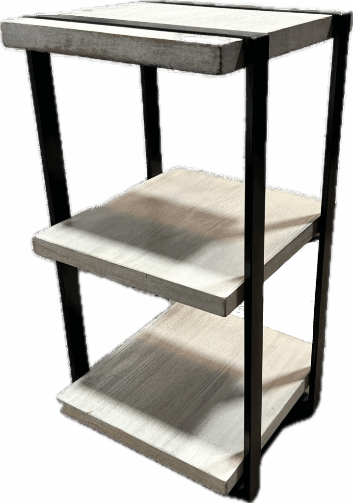 Grey Side Table with Metal Banding