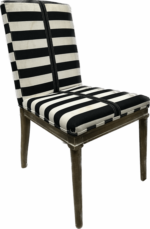 Black and White Stripe Linen Chair