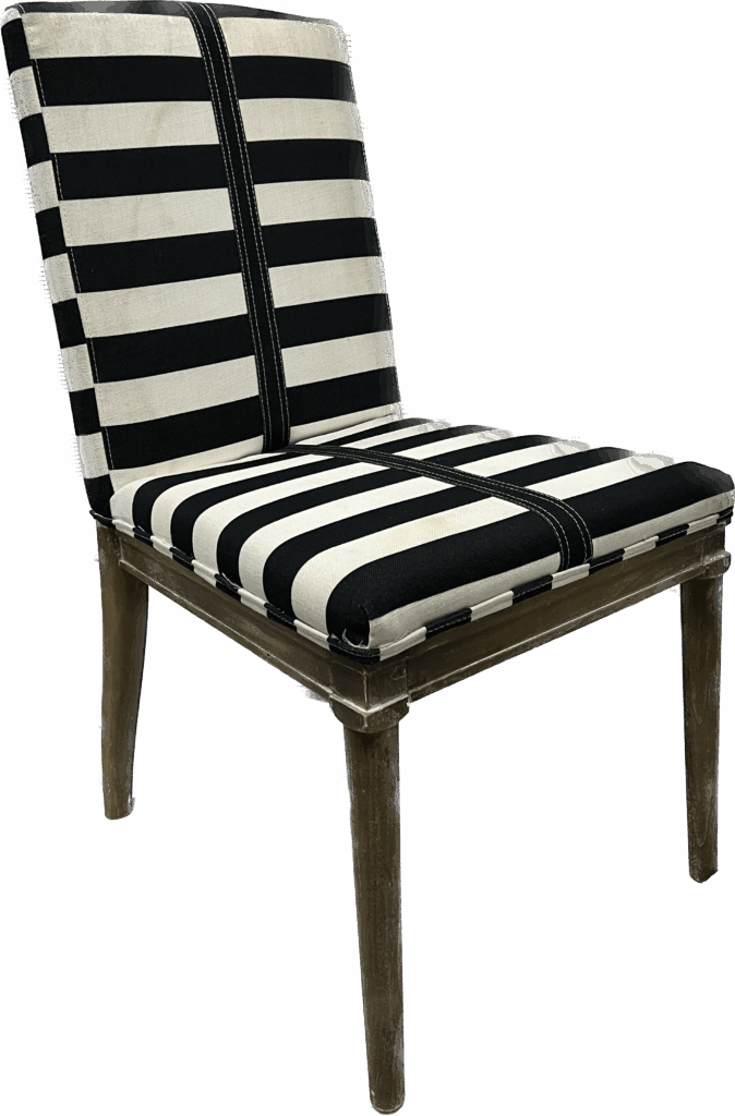 Black and White Stripe Linen Chair
