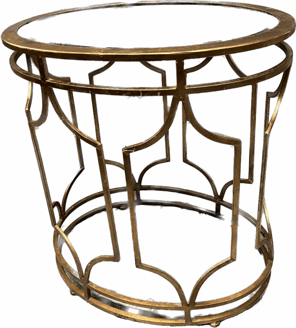 Elegant GIlded Gold Oval Metal Table