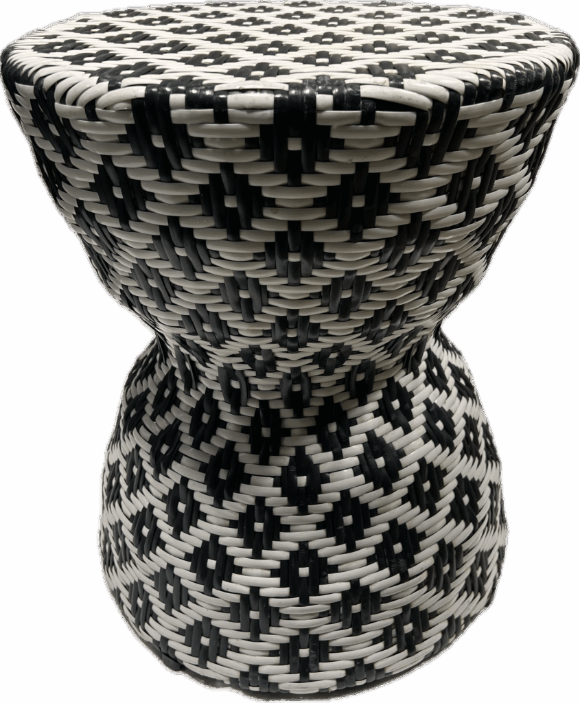 Black and White Woven Side Table