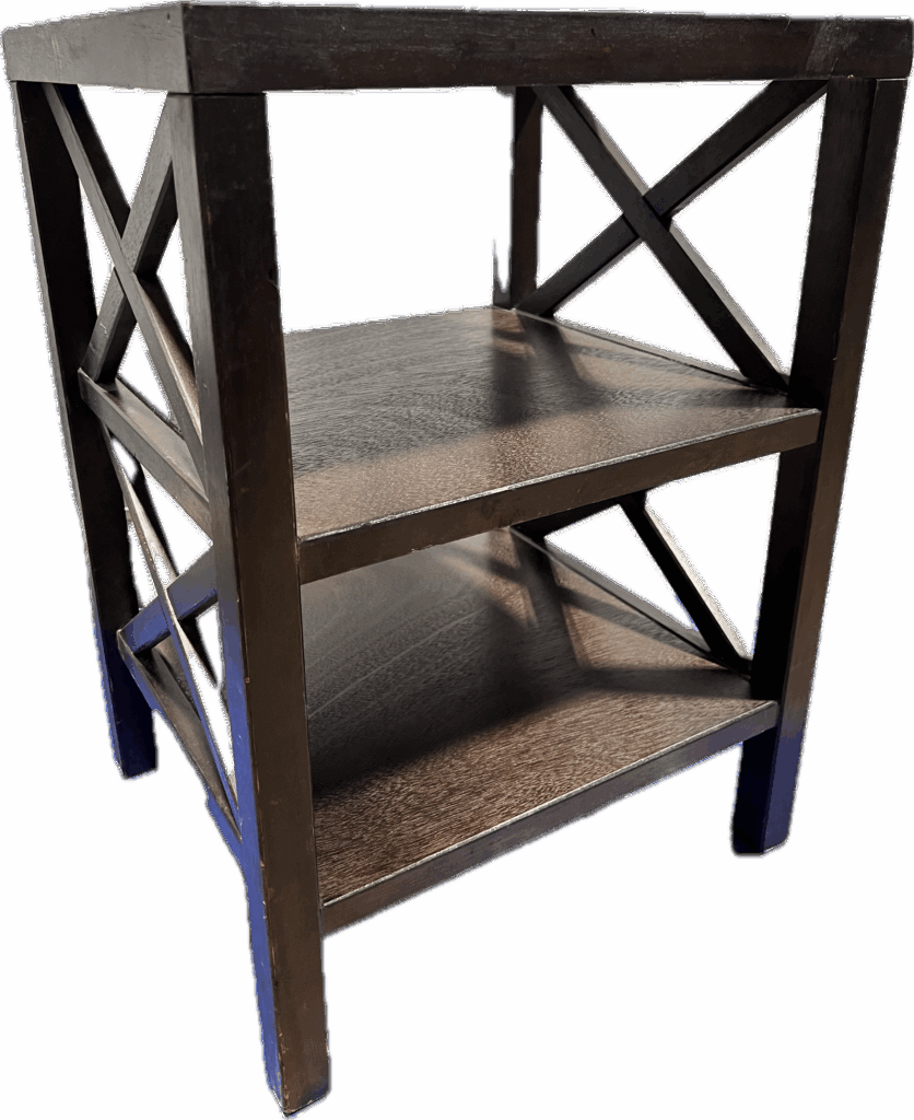 Dark Wood 2 Shelf Bedside Table
