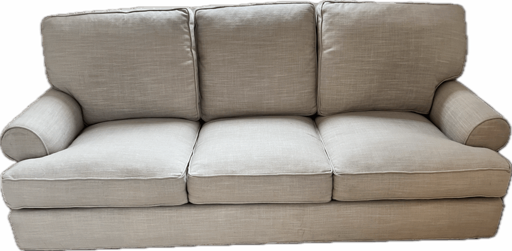 Grey Linen Round Arm Sofa