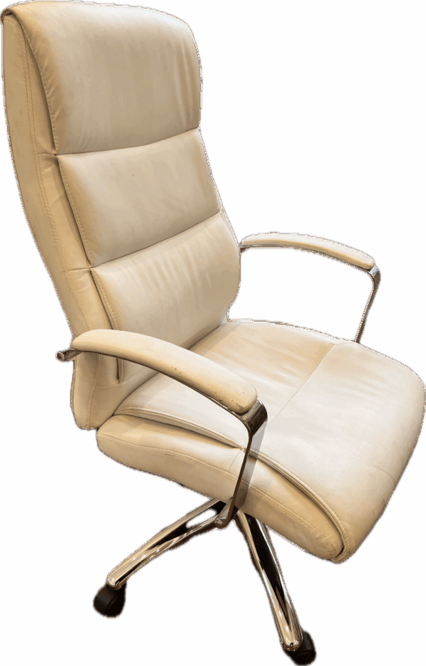 White Leather Swivel Desk Chair