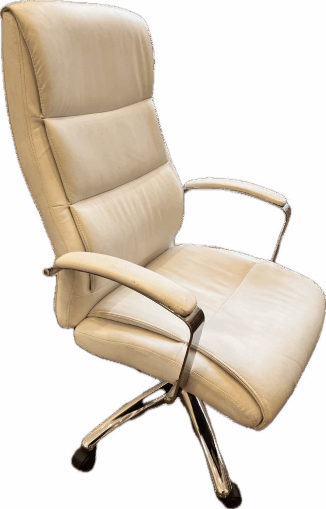 White Leather Swivel Desk Chair