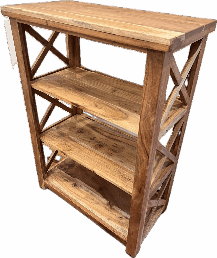 Mango Wood 4-Tier Bookshelf