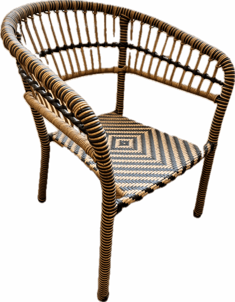 Black and Tan Rattan-Look Chair