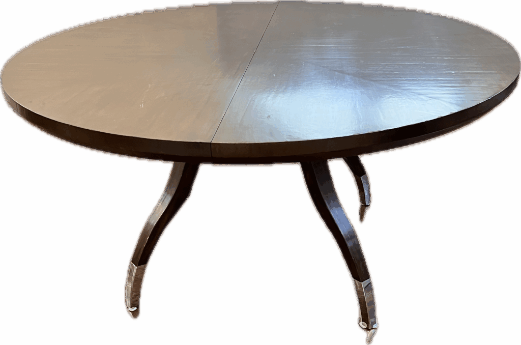 Walnut Dining Table with Chrome Curved Leg Accents