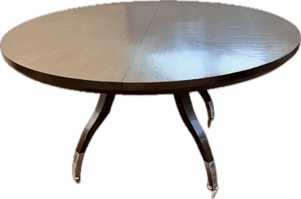Walnut Dining Table with Chrome Curved Leg Accents