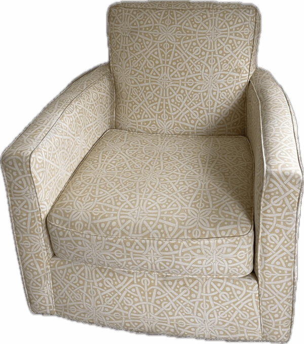 Yellow and White Patterned Swivel Chair