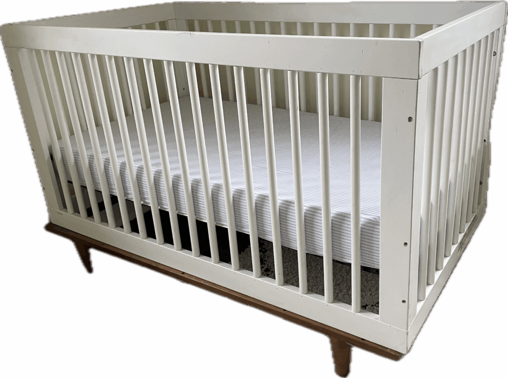 White with Dark Wood Base Crib