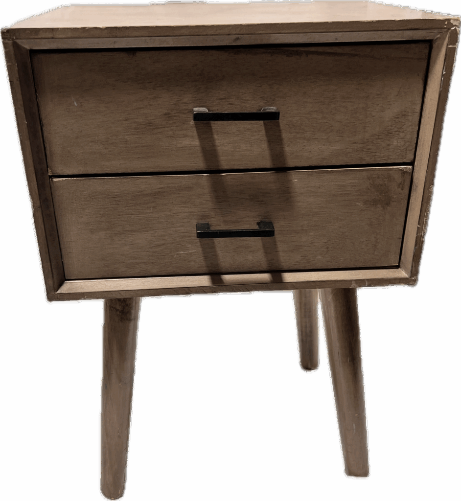 Mid Century Modern 2 Drawer Side Table