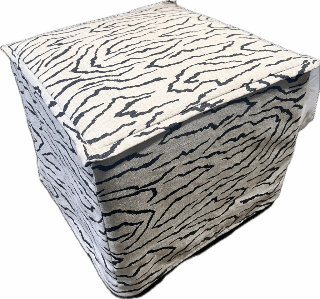 Black and Cream Square Ottoman