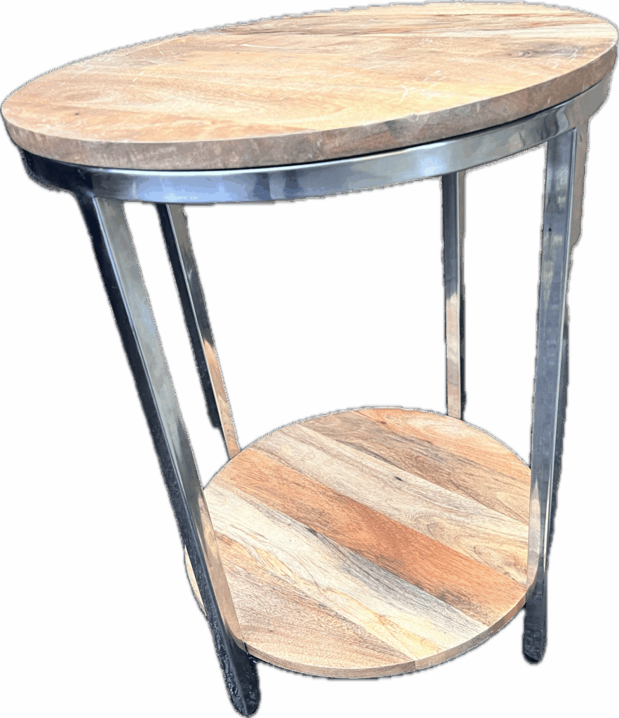Mango Wood Top Side Table with Chrome Legs