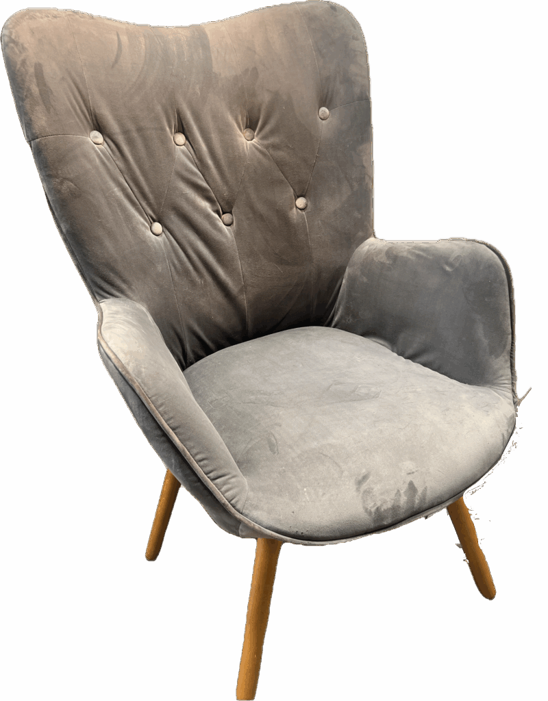 Grey Tufted Wingback Chair