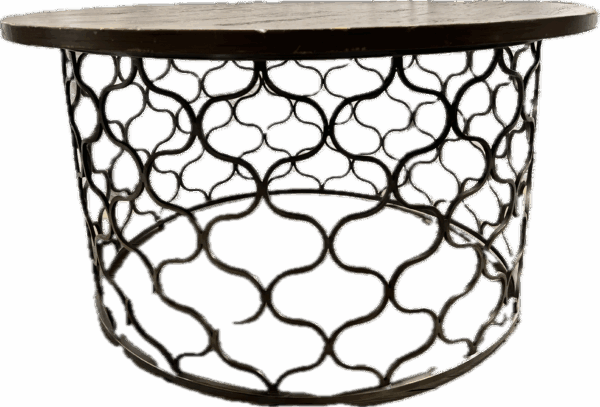 Round Metal Quatrefoil Base Coffee Table
