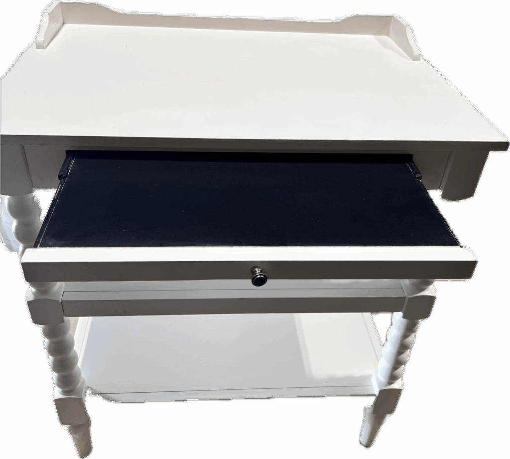 White Bedside Table with Pull Out Writing Surface