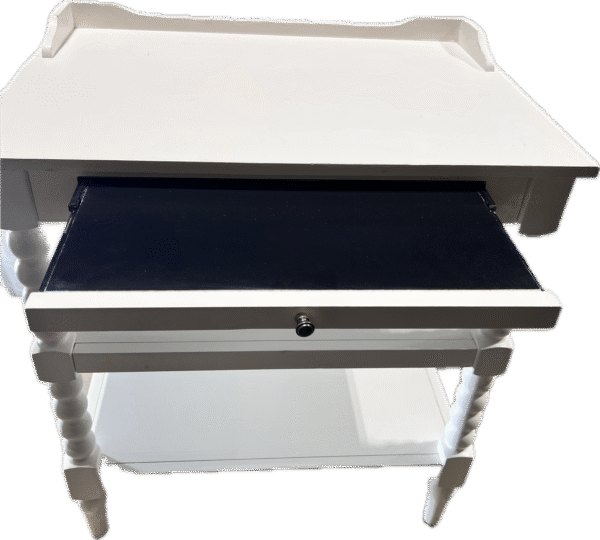 White Bedside Table with Pull Out Writing Surface