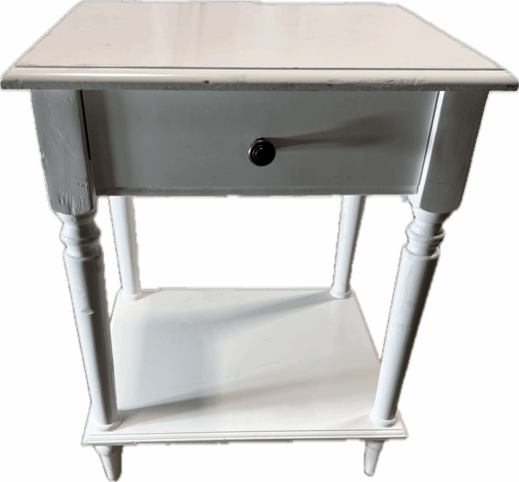 White Bedside Table with Drawer