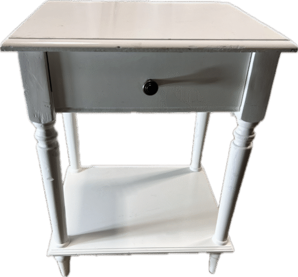 White Bedside Table with Drawer