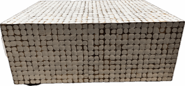 Modern Handmade Chiseled White and Brown Coffee Table