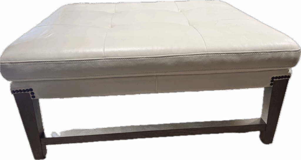 Leather Stitched Cocktail Ottoman with Nailheads