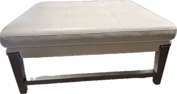 Leather Stitched Cocktail Ottoman with Nailheads